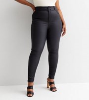 New Look Curves Black Coated Lift & Shape High Waist Yazmin Skinny Jeans